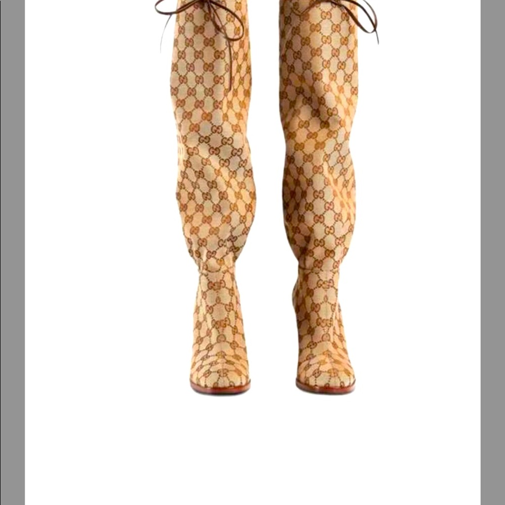 Authentic Gucci monogram knee high boots 39